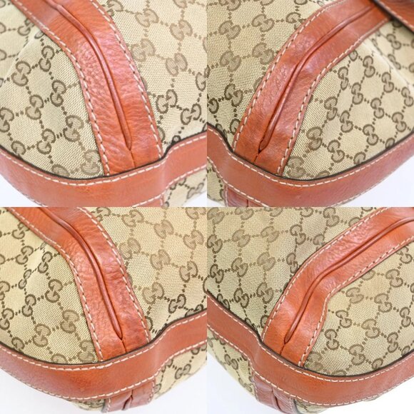 GUCCI Logo GG Pattern 2Way Shoulder Bag Canvas Leather Brown Orange 86KB534 - Picture 7 of 16